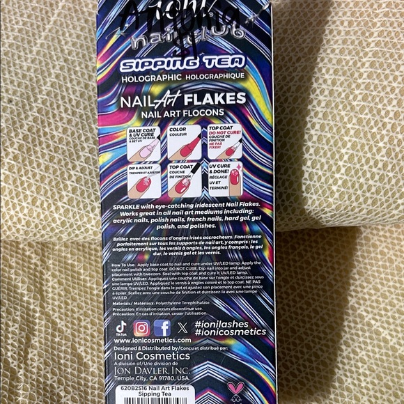 Nail Art Flakes Iridescent Nail Decor - Purple Blue Silver Sparkle - Picture 2 of 3